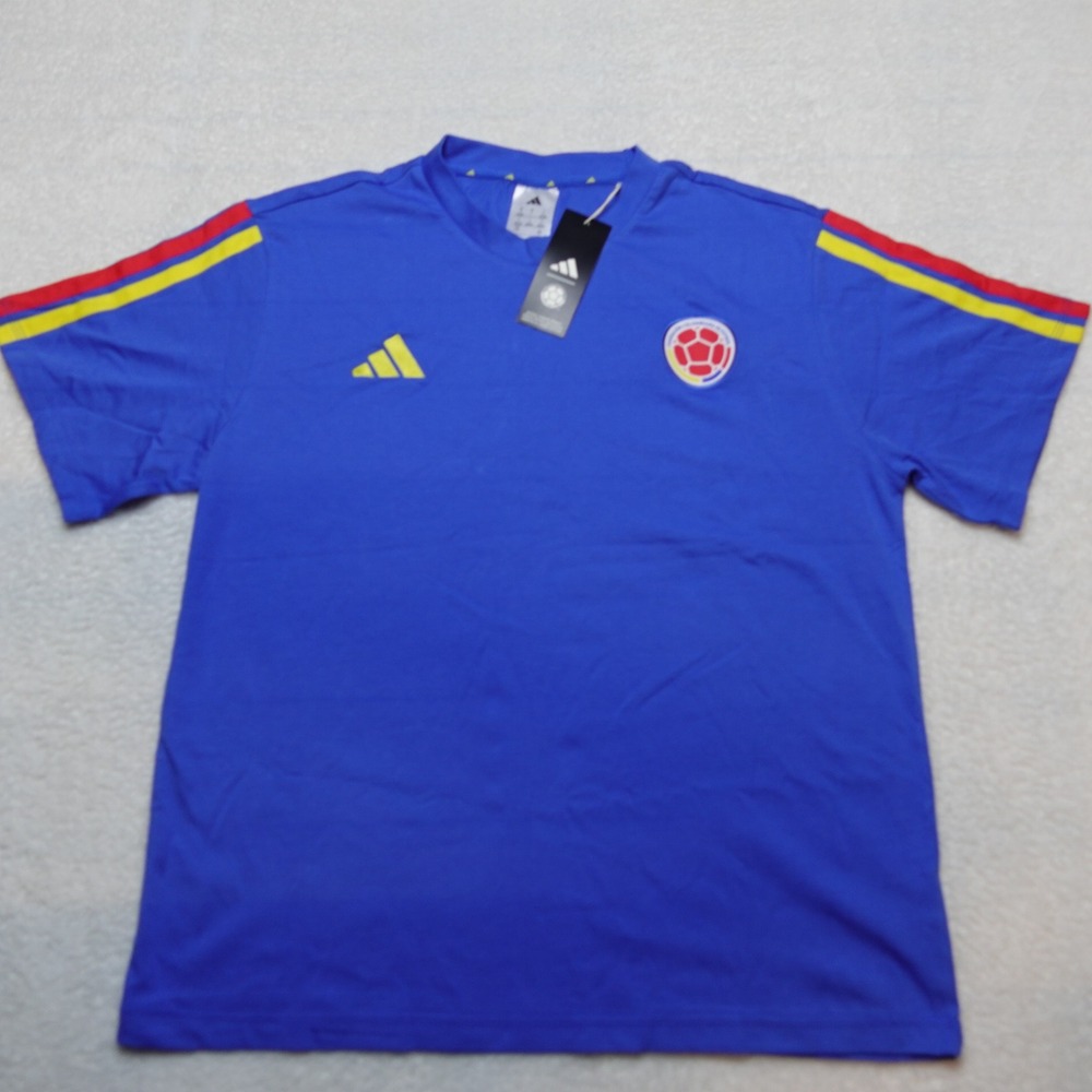 Adidas Colombia FCF Soccer Tee Womens Large Blue KH3832 270 Short Sleeve Cotton